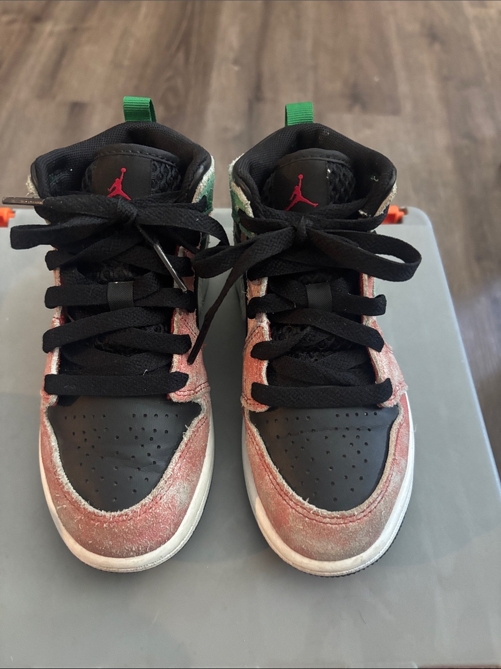 Jordan Kids 11C Mid Top Sneakers - Black, Red, Green